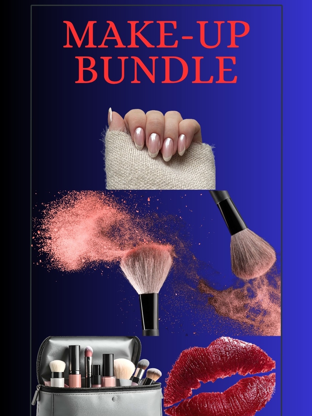 Make-Up Bundle Cosmetic Brush & Accessory Set - Tans And Pinks